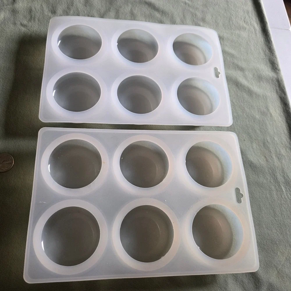 Set of 2 Round Silicone Molds for Wax Melts Soap and Resin Crafting 6 Cavity